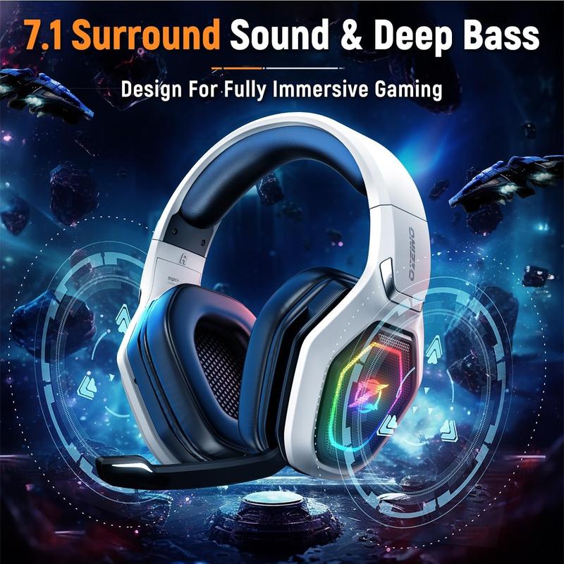 2.4GHz Wireless Gaming Headset for PC, PS5, PS4 - Lossless Audio USB & Type-C Gaming Headphones with Flip Microphone, 30-Hr Battery Gamer Headset for , Laptop, Mobile,