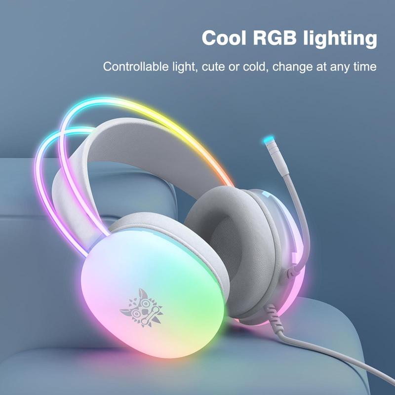 Onikuma X25 Over-ear Design Headphone, Noise Cancelling Headphone with Microphone, Gradient Light Effect Gaming Headset, E-sport Wired Headphone