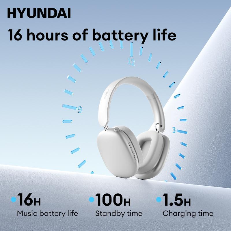 HYUNDAI MusPods-Max Wireless Headphones, 1 Count Minimalist Design Intelligent Noise Cancelling Headphones, Bluetooth-compatible 5.4 Low Latency Headphones