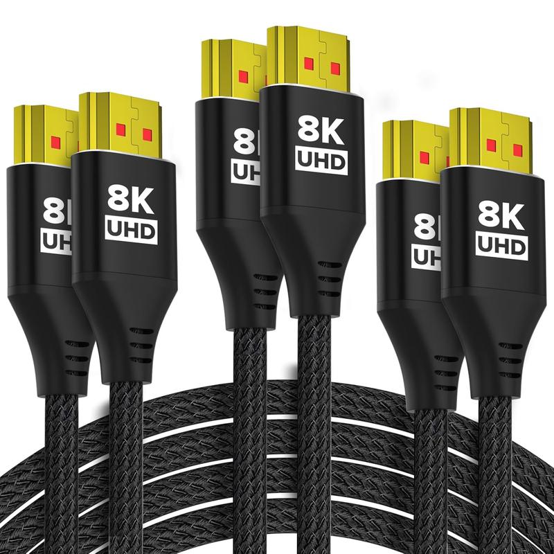 10K 8K 4K HDMI  6FT 3-Pack, Ultra High Speed HDMI Braided Cord, Supports 4K 120Hz, 8K 60Hz, 48Gbps DTS:X, HDCP 2.2 & 2.3, HDR 10, HDMI 2.1