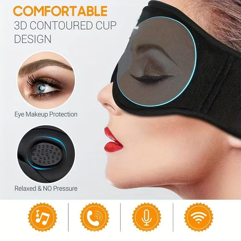 Wireless Sleep Eye Mask with Earbuds, Sleep Eye Cover with Comfortable Headband, Creative Travel Music Speaker, Wireless Earbuds for Side Sleepers