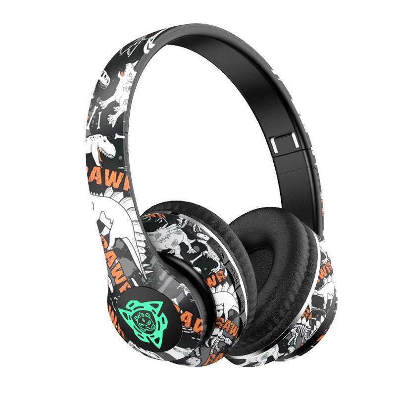 Animal Pattern Over Ear Headphones, 1 Count Halloween Themed HiFi Stereo Sound Wireless BT Gaming Headset, Earphone, Stereo Noise Cancelling Headphone for Game Sports