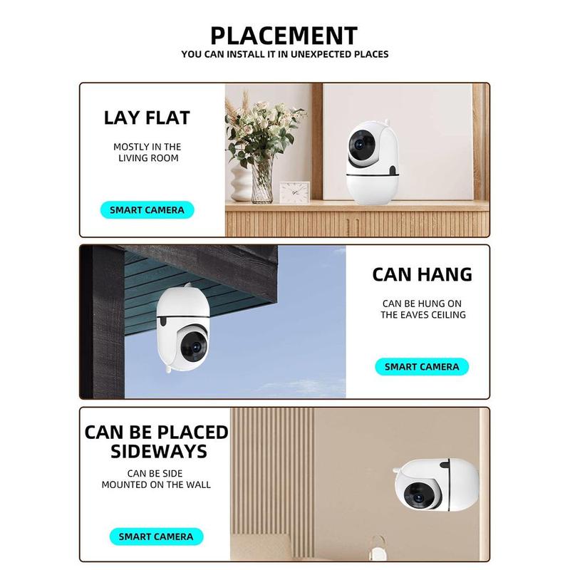 2.4G WiFi Camera, USB Powered 350°Horizontal Hanging 90° Rotation Camera with Color Night Vision, Auto Tracking Home Security Camera with Screw, Outdoor CCTV, Smart Camera