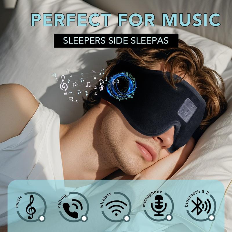 MINISO Sleep Headphones, 3D Sleep Mask Bluetooth Wireless Music Eye Mask, Sleeping Headphones for Side Sleepers Sleep Mask with Bluetooth Headphones Ultra-Thin Stereo Speakers Perfect for Sleeping