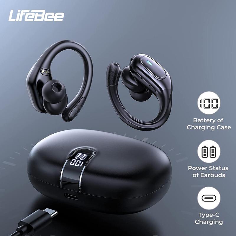 LIFEBEE TWS In-ear Design Wireless BT Earphone, Waterproof Wireless Earbuds with Ear Tip Covers, BT Headphones for iOS & Android