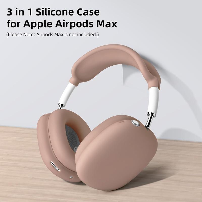 Airpods Max Case Cover, Silicone Case Cover for AirPods Max Headphones, Anti-Scratch Ear Pad Cover Headband Cover for Apple AirPods Max, Airpod Max Accessories (Milk Tea)