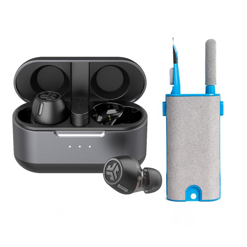 JLab Epic Lab Edition Earbuds & Cleaning Kit, Hi-Res Audio, Active Noise Cancellation, Wireless Charge, Bluetooth, Dual Drivers, Custom Sound Controls Headphone Cable