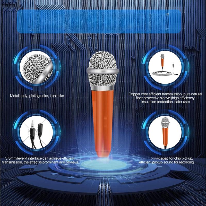 Mini Microphone, Tiny Microphone, Phone Microphone, Microphone, Mini Karaoke Microphone, for Voice Recording Chatting and Singing on iPhone, Android, PC(Orange)