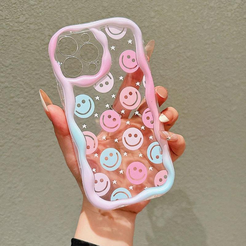 Smile Face Pattern Phone Case, Shockproof Decorative Phone Protector Cover, Phone Accessories Compatible With iPhone 7 8 X 11 12 13 14 15 Plus 15 Pro Max