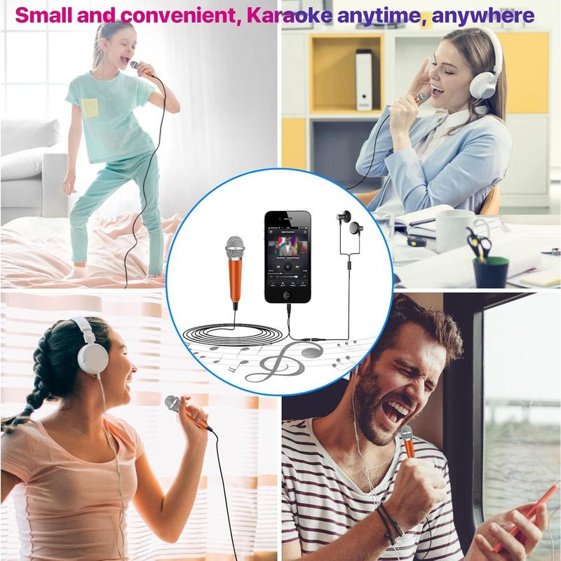 Mini Microphone, Tiny Microphone, Phone Microphone, Microphone, Mini Karaoke Microphone, for Voice Recording Chatting and Singing on iPhone, Android, PC(Orange)