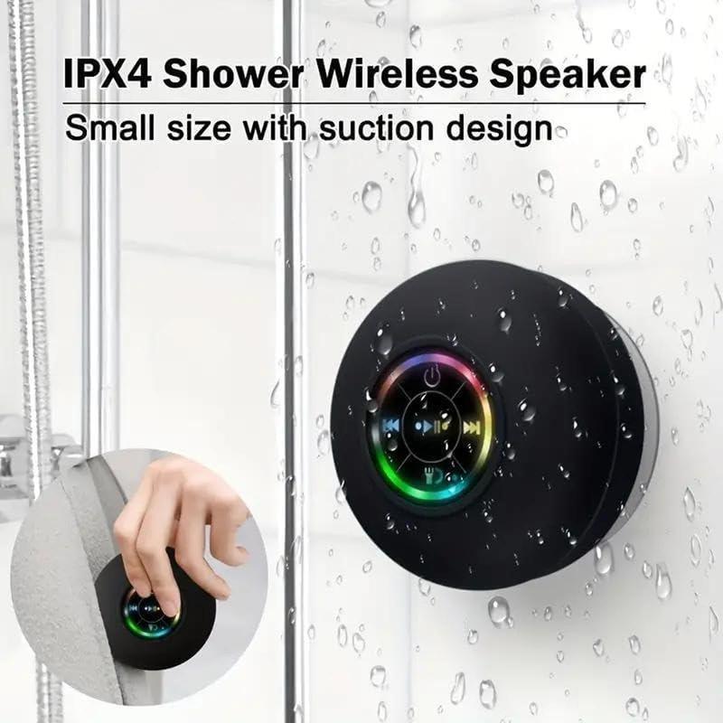 {Free Shipping}Mini Wireless Speaker with Suction CupColorful LED Lights, Built-in Mic, Shower Radio,Bluetooth Shower Speaker, Portable BluetoothSpeaker, IPX4 Waterproof, for Beach, Shower & Home