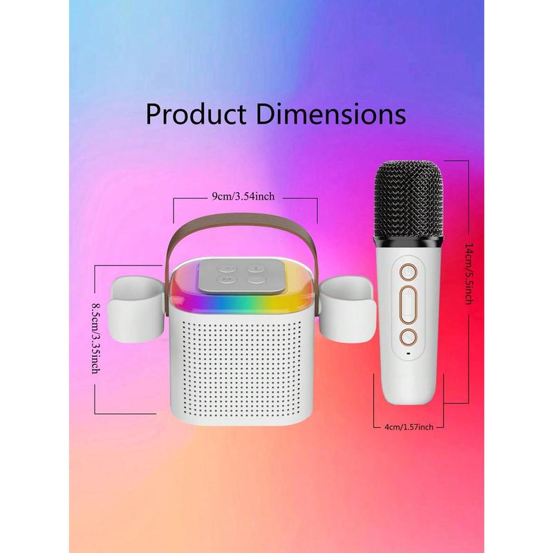 Portable Karaoke Speaker With Four Distinctive RGB Lighting Modes And Two Wireless Microphones With Voice Change, Rechargeable Karaoke Speaker With Dual Microphone Clamps Perfect For Gifts Parties, Support TF Card Headphone Jack USB-C Charging