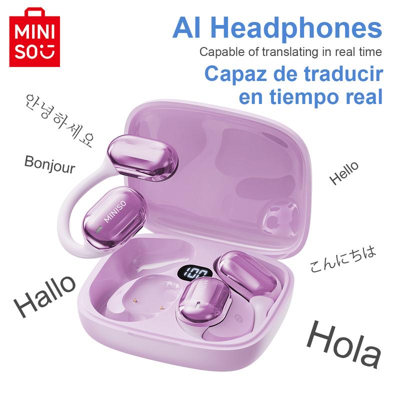 AI OWS MINISO MS162 Translation Wireless Bluetooth Earphones Support 120+Languages Real Time Bluetooth Translation Support Playing Music Phone Calls Headphones