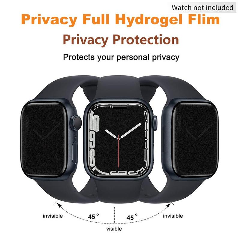 Full Privacy Hydrogel Screen Protector, 4 Counts TPU Screen Protector Compatible for Apple Watch Series 9 8 7 6 5 4 3 2 1, Soft TPU Screen Protector, HD Transparent Bubble Free Watch Screen Protector