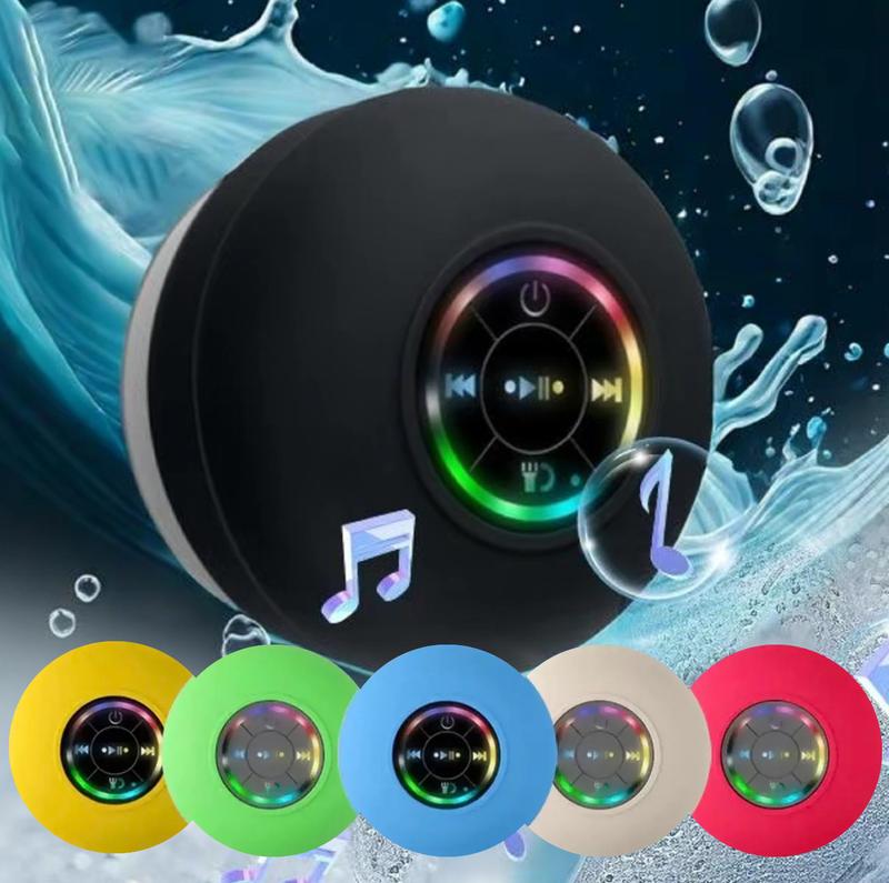 Waterproof Shower Speaker with RGB LED Light and Mini Bluetooth Hands-Free Calling - Audio, Smartphone