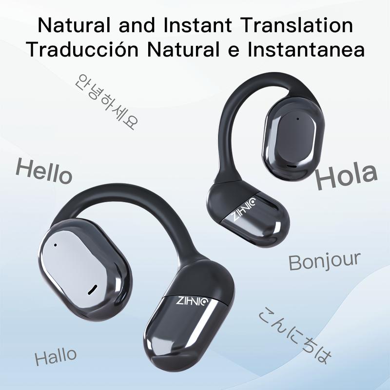 ZIHNIC AI Translation Wireless Bluetooth Open-Ear Earbuds, OWS Headphones Support 135 Languages,Automatic Translation Bluetooth V5.4 Earphones Support Phone Calls Music, AI Chat