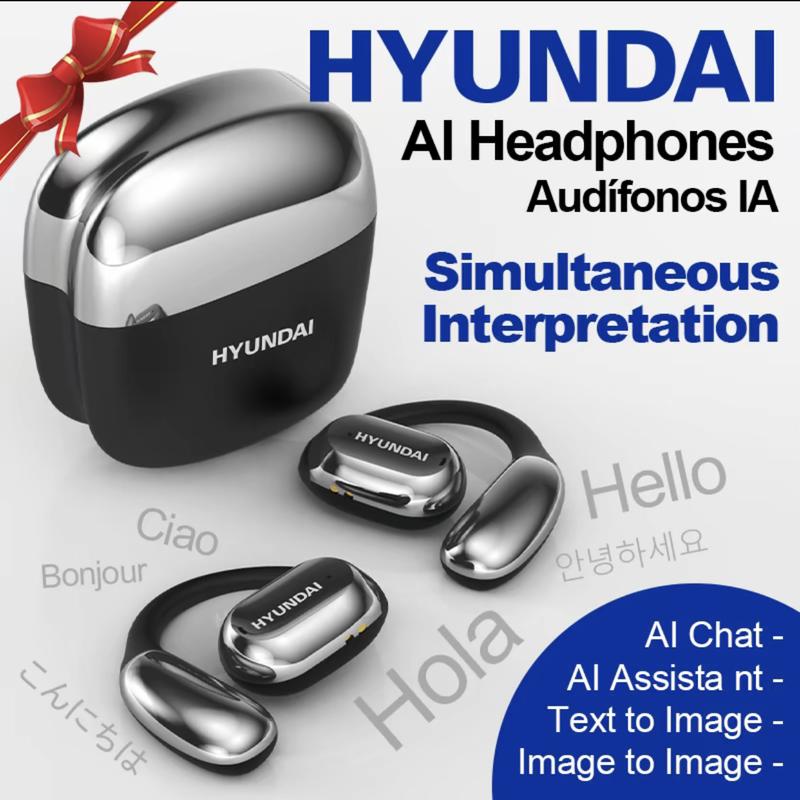 HYUNDAI Space-Y3PRO OWS AI Translation Wireless Bluetooth Earphones Support 75 Languages Translation Support Playing Music Phone Calls Headphones & Meeting Summary Earbuds