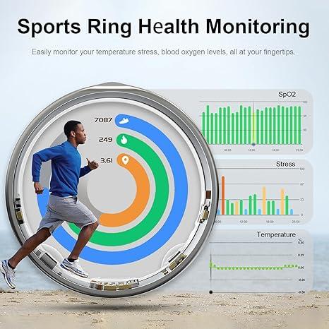 DIIKEN AI Multifunctional Smart Ring Health Fitness Tracker,Sleep&Exercise Monitor Heart Rate,Blood Oxygen,Temp,Steps,Distance,Calories,5ATM Waterproof,for Android & iOS Smartphone Wearable spo2 monitor