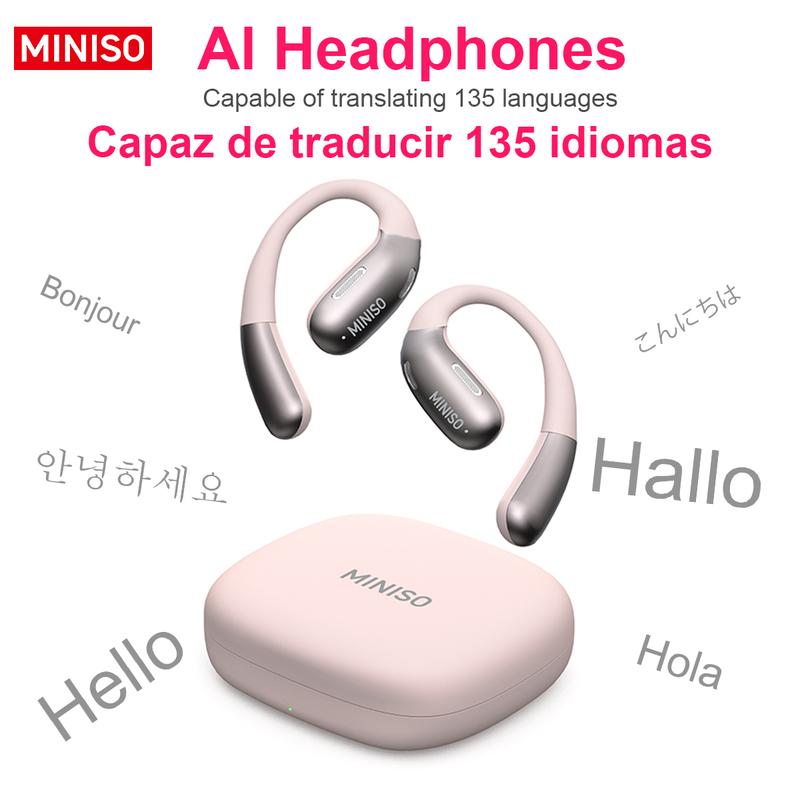 MINISO X28 AI Translation Wireless Bluetooth Earbuds Support 135 Languages Real Time Bluetooth Translation HIFI Sound Quality IPX5 Waterproof Wireless Gaming Headphones for Gaming Travel Sports Built-in Mic Headset Compatible with Phone Computer