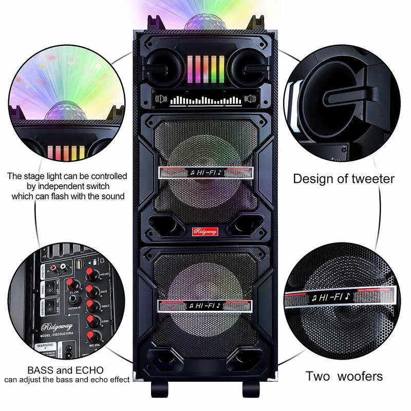 High Powered Portable Bluetooth Speaker System 2 x 10