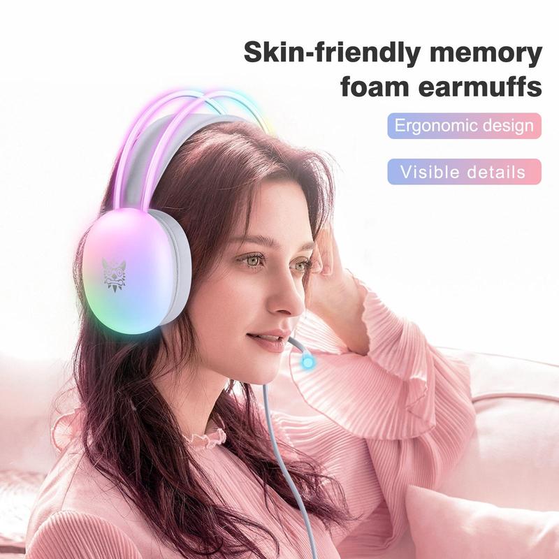 Onikuma X25 Over-ear Design Headphone, Noise Cancelling Headphone with Microphone, Gradient Light Effect Gaming Headset, E-sport Wired Headphone