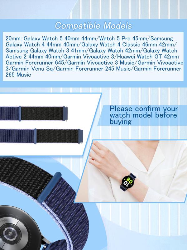 Nylon Watchband Compatible with Samsung Galaxy Watch for Gift, 10pcs Smart Watch Strap Band 41mm 42mm 44mm 45mm Series for Samsung Galaxy Watch