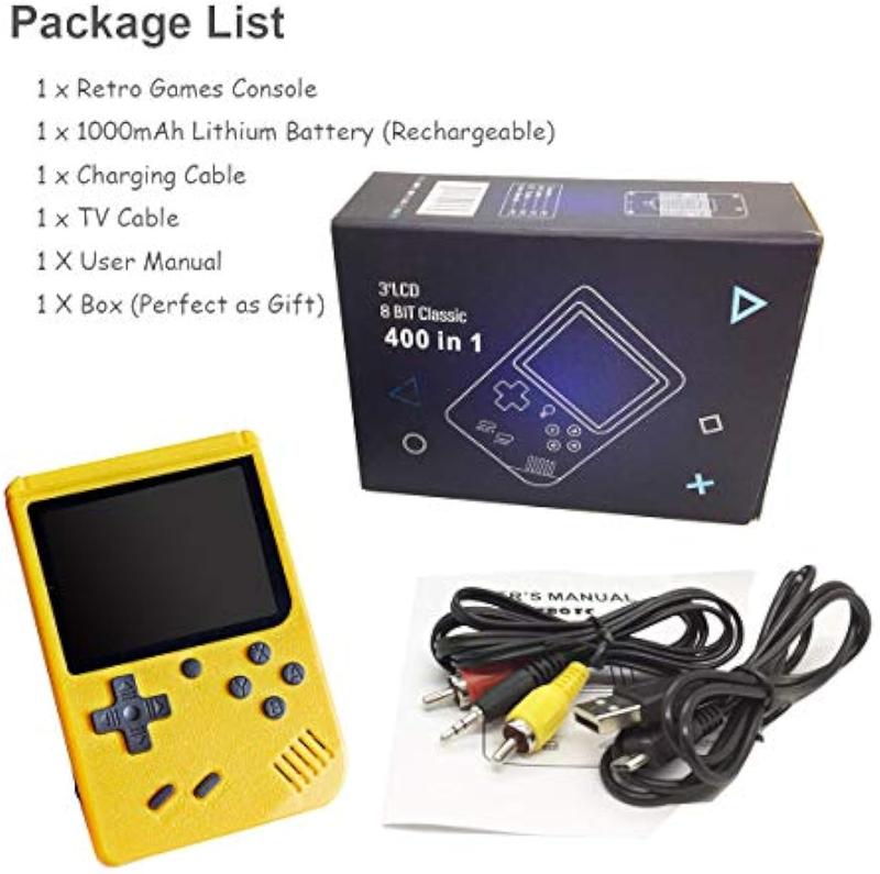 Retro handheld game console, mini arcade machine with 500 classic games built-in, portable handheld video games, suitable for children and adults, game console box supporting TV output, children's and adults' Christmas gifts