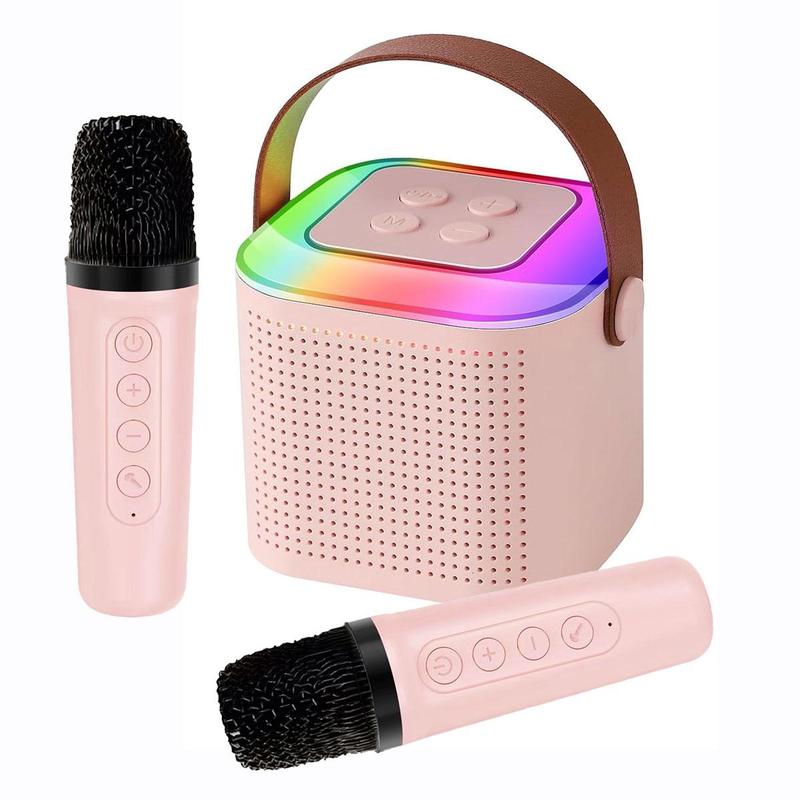 Portable Wireless Microphone & Speaker, USB Rechargeable Wireless Microphone Speaker with Wireless Microphone, Portable Handheld Microphone for Home KTV Party