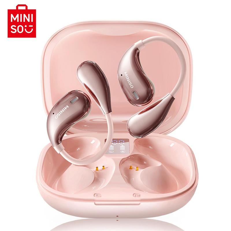 Christmas MINISO Wireless Earphone, Open-ear Design Earbuds with Charging Case, Low Latency Wireless Headphone, Stereo Sound Bluetooth-compatible Earbuds for Mobile Phone