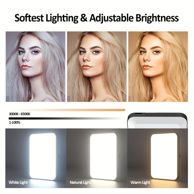 Portable Front & Back Phone Clip Selfie Light for Mother's Day Gift, 1 Set 2200mAh USB Rechargeable Camera Fill Light, Adjustable & Portable 7 Light Mode LED Clip On Light for Tripod, Cellphone, Camera, Tablet, Laptop, Spring Photography Accessories