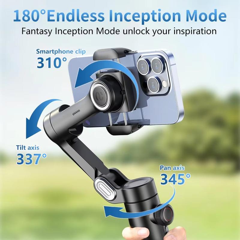 AOCHUAN 3-Axis Handheld Gimbal Stabilizer for Smartphone with Fill Light for Iphone Android Face Tracking Tiktok Vlog Smart XE Does not apply