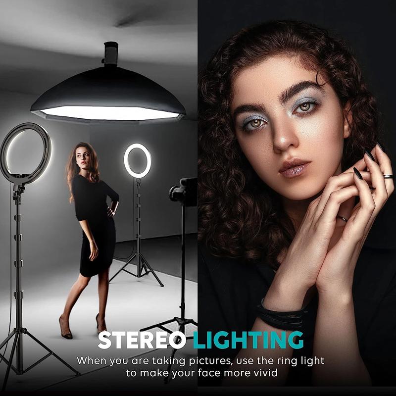 TYKOON 10” Ring Light with 63” Stand & 2 Phone Holders, 360° Adjustable for YouTube, TikTok, Makeup, Photography, Compatible with All Cameras Phones