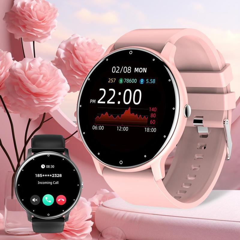 Smart Watch with Male and Female Camera Control, Wireless Calling, Sports Smartwatch Silicone Strap for Sports Watch, Wearable Smartphone Watch