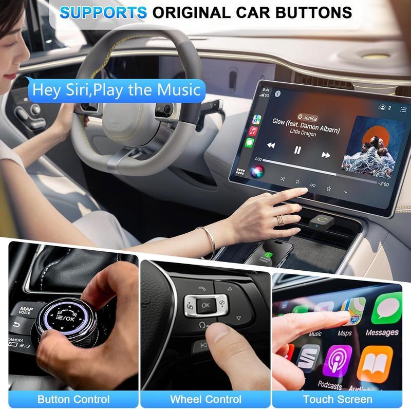 Mini Wireless Apple CarPlay Adapter, for bothApple and Android, 2 in 1, small wireless carplayadapter, converts wired to wireless, suitable forfactory wired CarPlay cars from 2016 onwardsplug and play