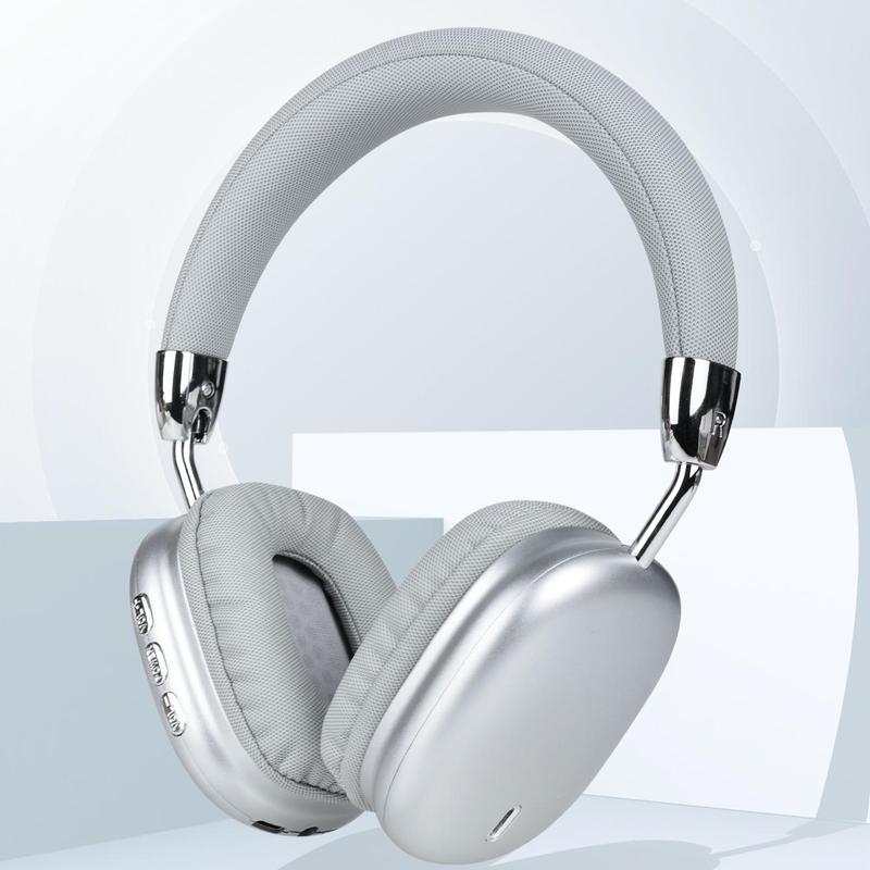 Wireless Over-ear Headphone, Retractable & Foldable Headset with Mic, Noise Cancelling Headphone for Gaming & Sports