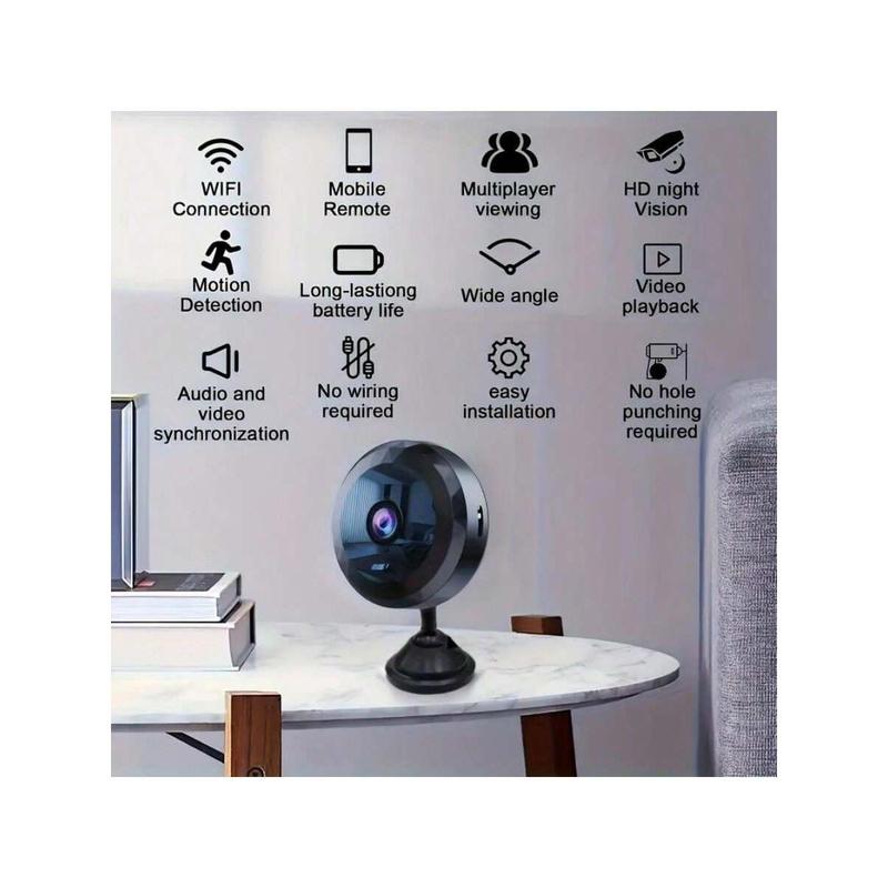 Mini WiFi Surveillance Camera, 2.4G WiFi Monitor Night Vision Motion Detection Camera, Family Security Camera, Monitoring Wide-Angle Detection IP Camera