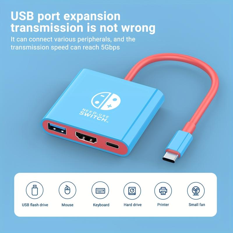 Dock For Switch Docking Station, Portable TV Dock Adapter Compatible For Switch OLED Steam Deck Support For Switch TV Mode With HDTV1.4, PD100W, USB3.0 Replacement Travel Dock For Switch Console Connector