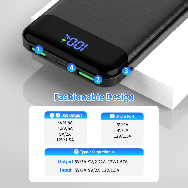 The Power Bank Is Portable, With A Large Capacity Of 10, 000 MAh, Including Three Fast Charging Ports, A Visible LED Display, And A Lightweight Weight For Various Models Phone Smartphone