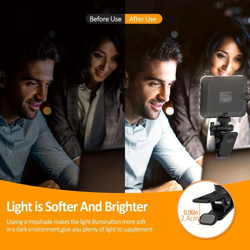 Portable Front & Back Phone Clip Selfie Light for Mother's Day Gift, 1 Set 2200mAh USB Rechargeable Camera Fill Light, Adjustable & Portable 7 Light Mode LED Clip On Light for Tripod, Cellphone, Camera, Tablet, Laptop, Spring Photography Accessories