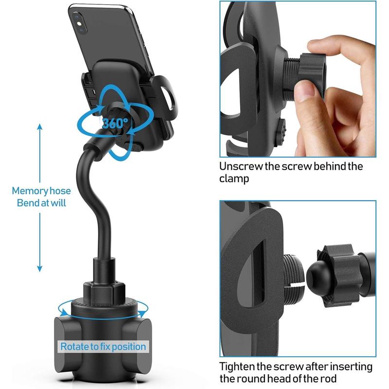 Cup Car Phone Holder for Car, Car Cup Holder Phone Mount, Universal Adjustable Gooseneck Cup Holder Cradle Car Mount for Cell Phone iPhone,Samsung,Huawei,LG, Sony, Nokia