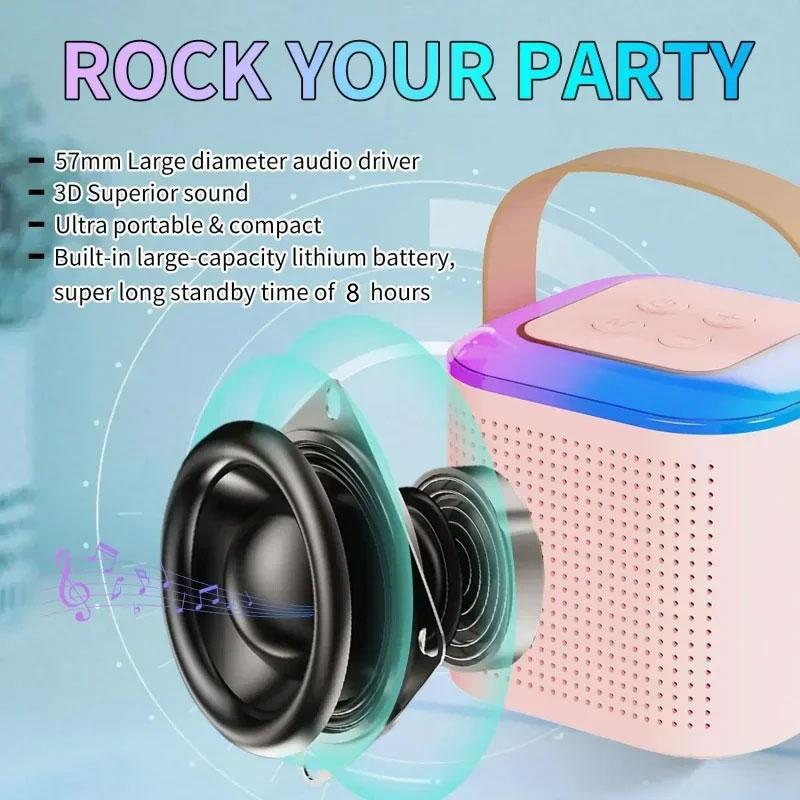 Portable Wireless Microphone & Speaker, USB Rechargeable Wireless Microphone Speaker with Wireless Microphone, Portable Handheld Microphone for Home KTV Party