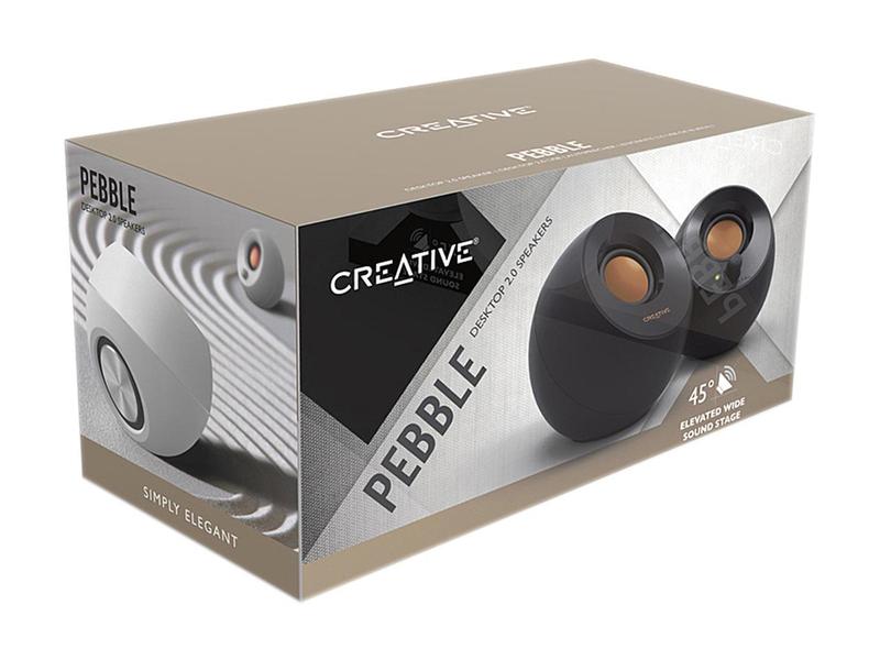 Creative Pebble 2.0 USB-Powered Desktop Speakers with Far-Field Drivers and Passive Radiators for Pcs and Laptops (Black)