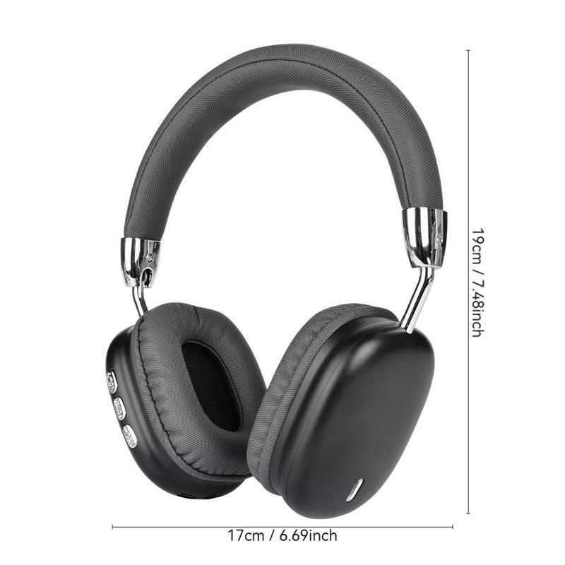 Wireless Over-ear Headphone, Retractable & Foldable Headset with Mic, Noise Cancelling Headphone for Gaming & Sports