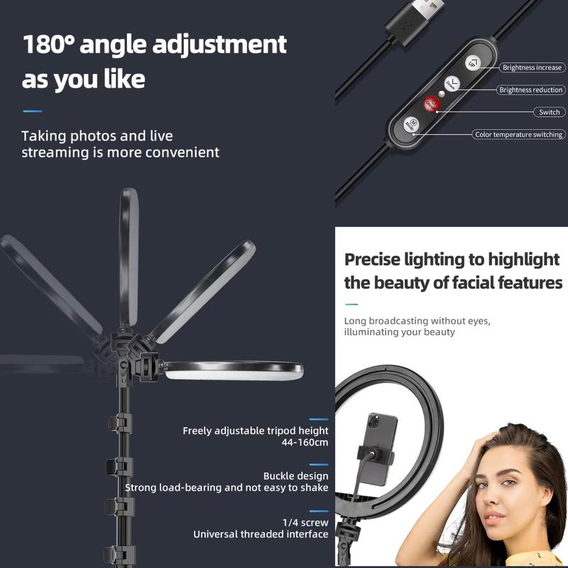 TYKOON 10” Ring Light with 63” Stand & 2 Phone Holders, 360° Adjustable for YouTube, TikTok, Makeup, Photography, Compatible with All Cameras Phones