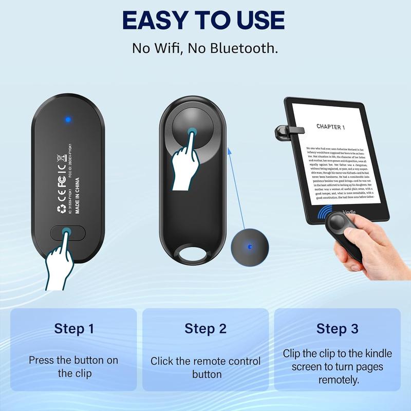 RF Remote Control Page Turner for Kindle, iPad, Kobo, Accessories for Reading Comics Novels, Photos & Video Camera Recording Remote