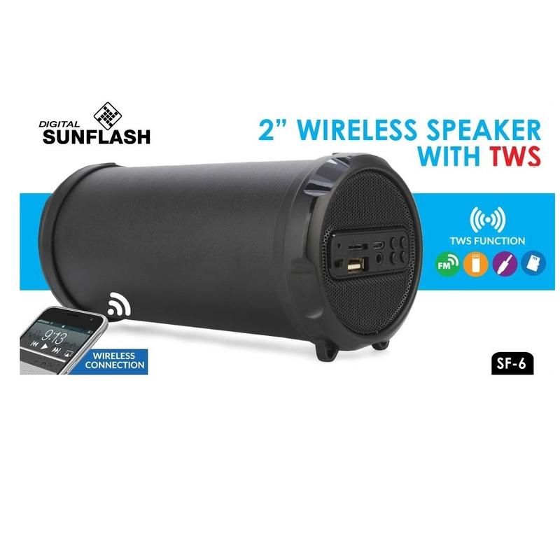 DIGITAL SUNFLASH SF-6 Portable Rechargeable Bluetooth Speaker Audio With Built-in FM Radio USB Port MicroSD Aux Input Compact Wireless Devices