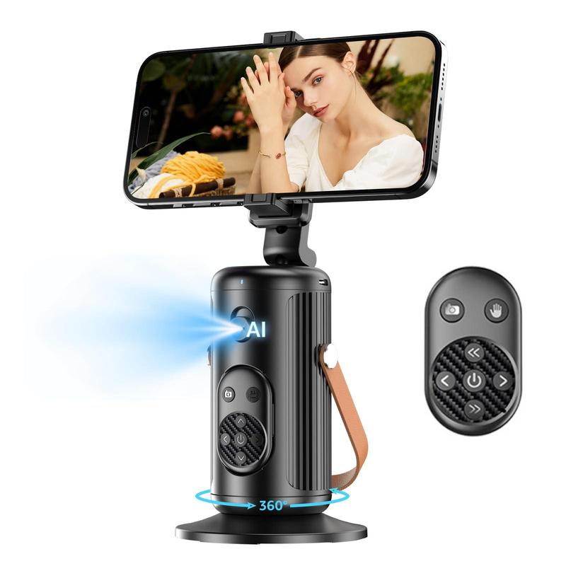 Smart AI Selfie Stabilizer, Rechargeable Foldable Phone Gimbal Selfie Stick, 360° Rotatable Live Streaming Selfie Stabilizer, Desktop Phone Holder