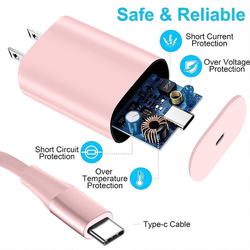 20W Type-C to Type-C Cable + 20W PD QC3.0 Wall Charger for Smartphone, Fast Charging Data Cable Compatible with iPhone 15 HUAWEI Samsung Xiaomi OPPO & More, Data Cable for Phone, Stocking Fillers Gift, Christmas 2024