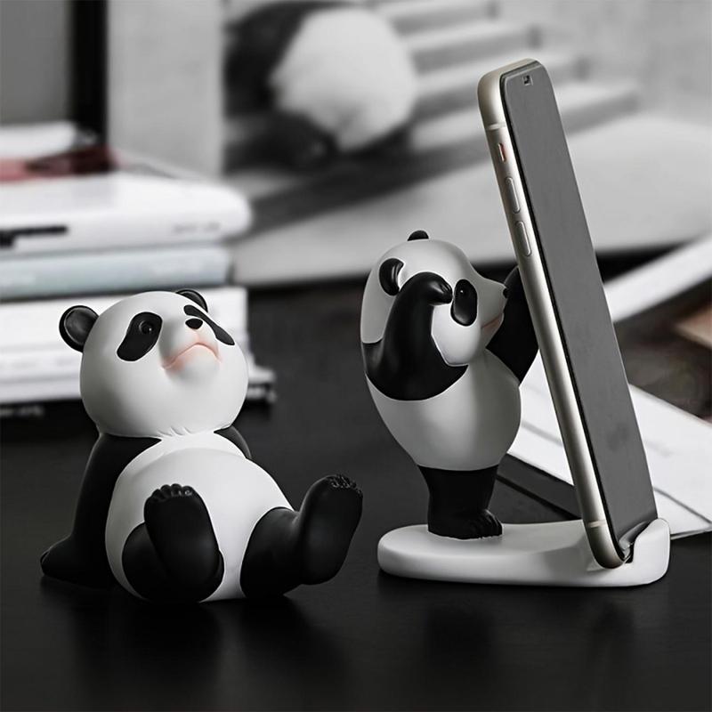 Cute Panda Design Phone Holder, 1 Count Cartoon Tablet Stand Decoration, Home & Office Desktop Decorative Ornament