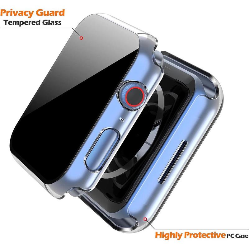 Privacy Screen Protector Compatible with Apple Watch Series 9 8 7 6 5 4 SE SE2 Ultra Ultra 2 (Protector Only), Anti-spy Screen Protector, Full Coverage Hard PC Protective Cover